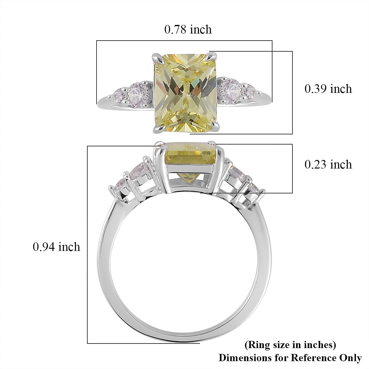 Simulated Peridot and White Diamond Ring in Rhodium Over Sterling Silver (Size 6.0) 3.80 ctw image number 5