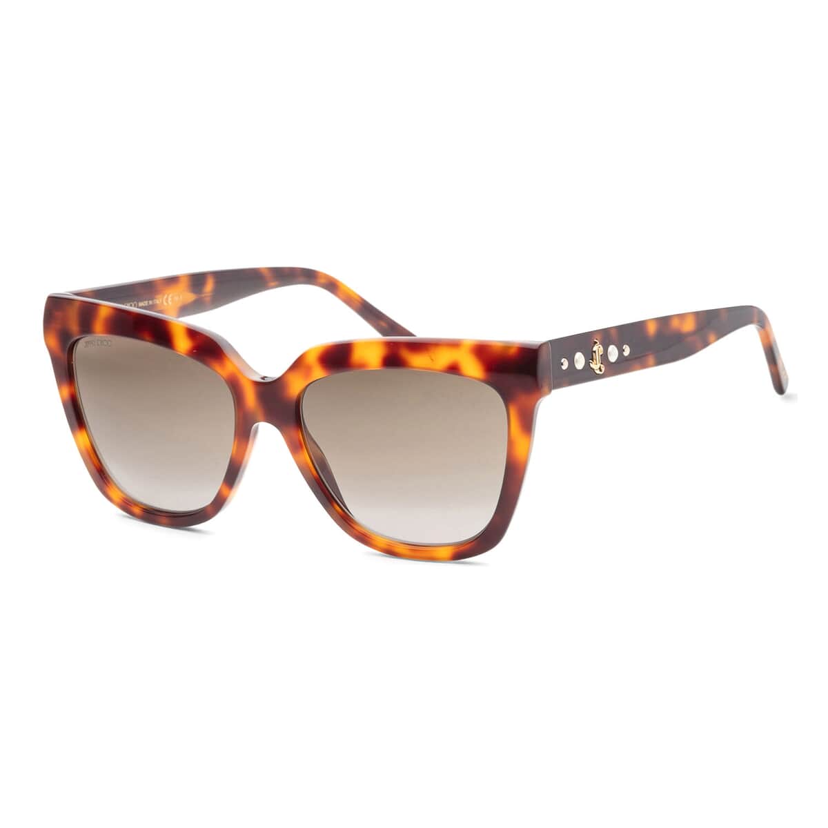 JIMMY CHOO Studded Wayfarer Sunglasses with Beige Protection Case- Dark Brown Havana image number 0
