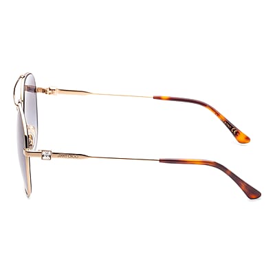 JIMMY CHOO Swarovski Crystal Classic Aviator Sunglasses with Beige Protection Case- Gold Dark Brown Havana