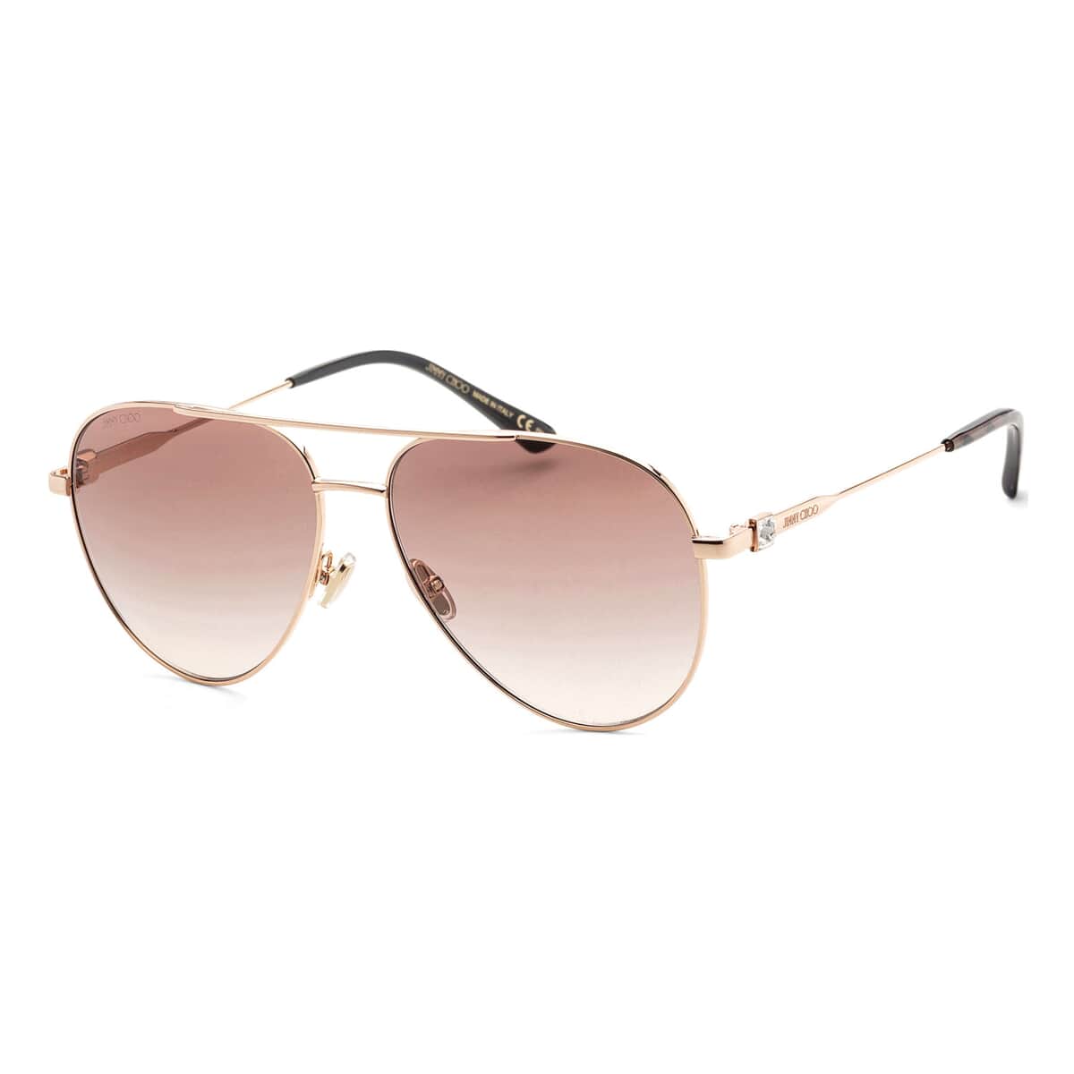 JIMMY CHOO Swarovski Crystal Classic Aviator Sunglasses with Grey Protection Case- Rose Gold Havana image number 0