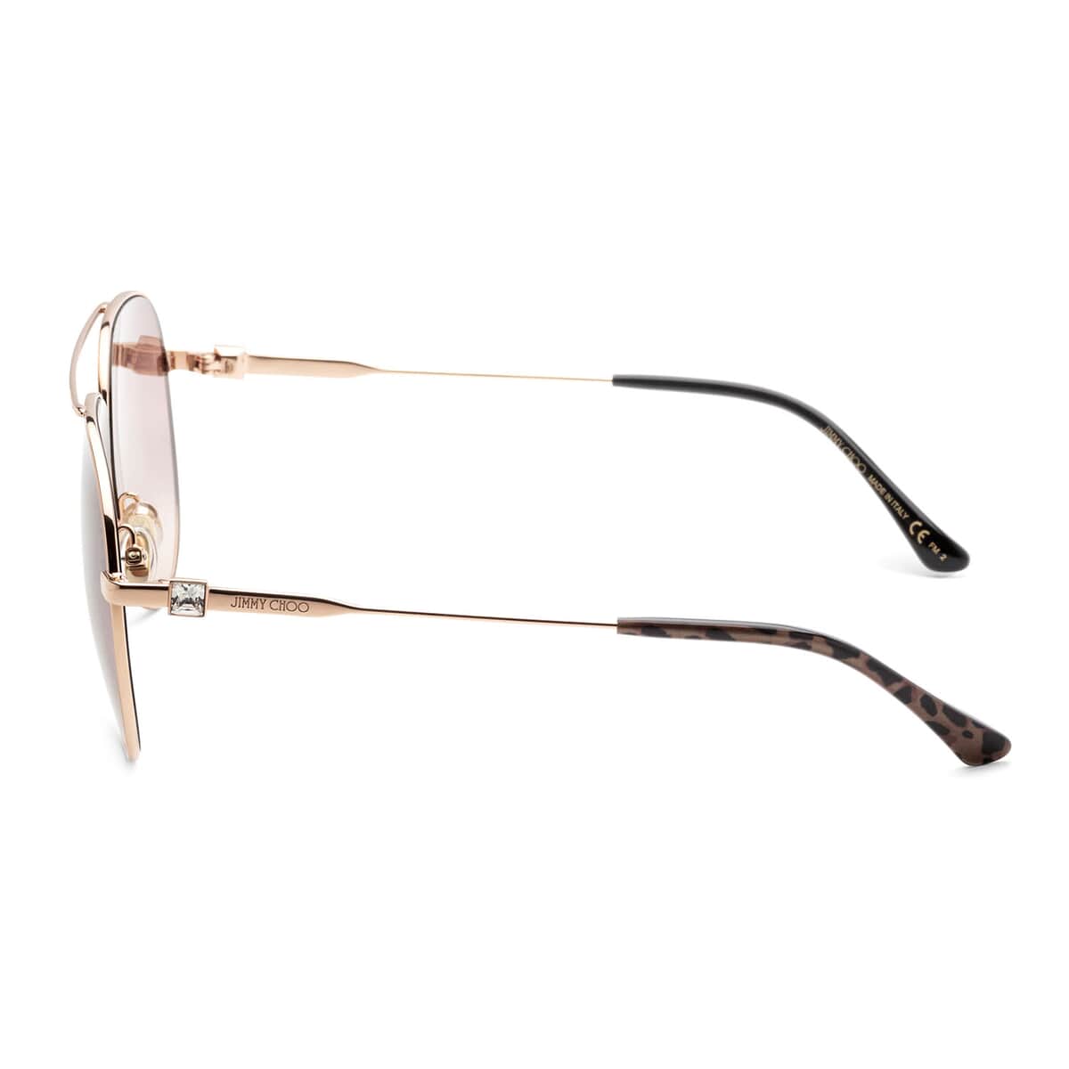 JIMMY CHOO Swarovski Crystal Classic Aviator Sunglasses with Grey Protection Case- Rose Gold Havana image number 1