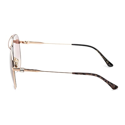 JIMMY CHOO Swarovski Crystal Classic Aviator Sunglasses with Grey Protection Case- Rose Gold Havana