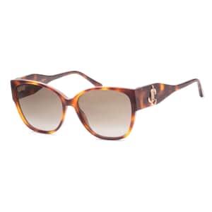 JIMMY CHOO Oversize Fashion Sunglasses with Beige Protection Case- Dark Brown Havana