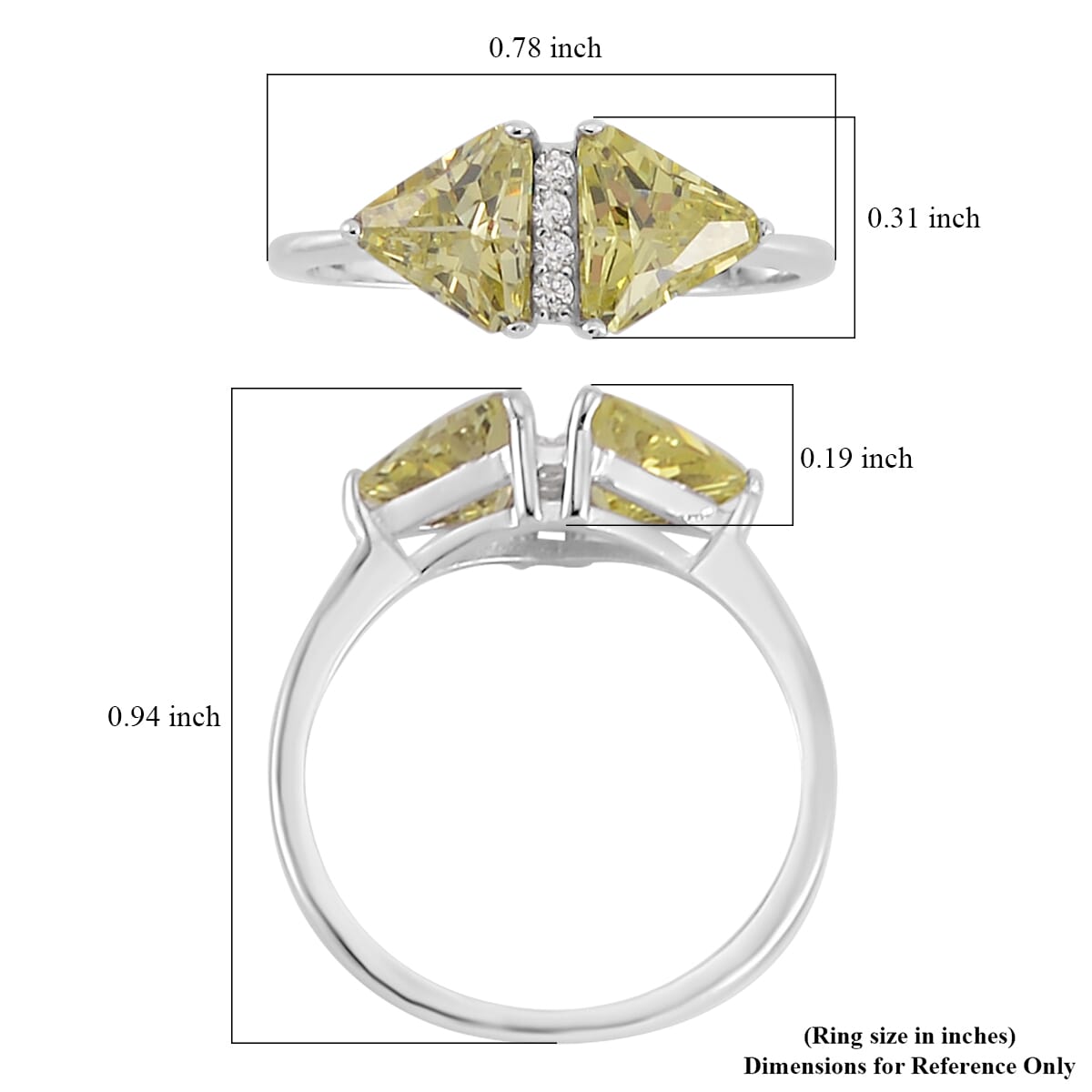 Simulated Peridot and White Diamond Ring in Rhodium Over Sterling Silver (Size 9.0) 0.80 ctw image number 5