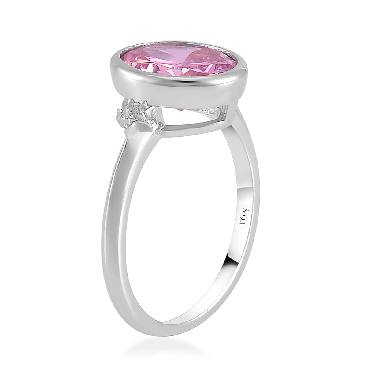 Simulated Pink and White Diamond Ring in Rhodium Over Sterling Silver (Size 10.0) 4.40 ctw