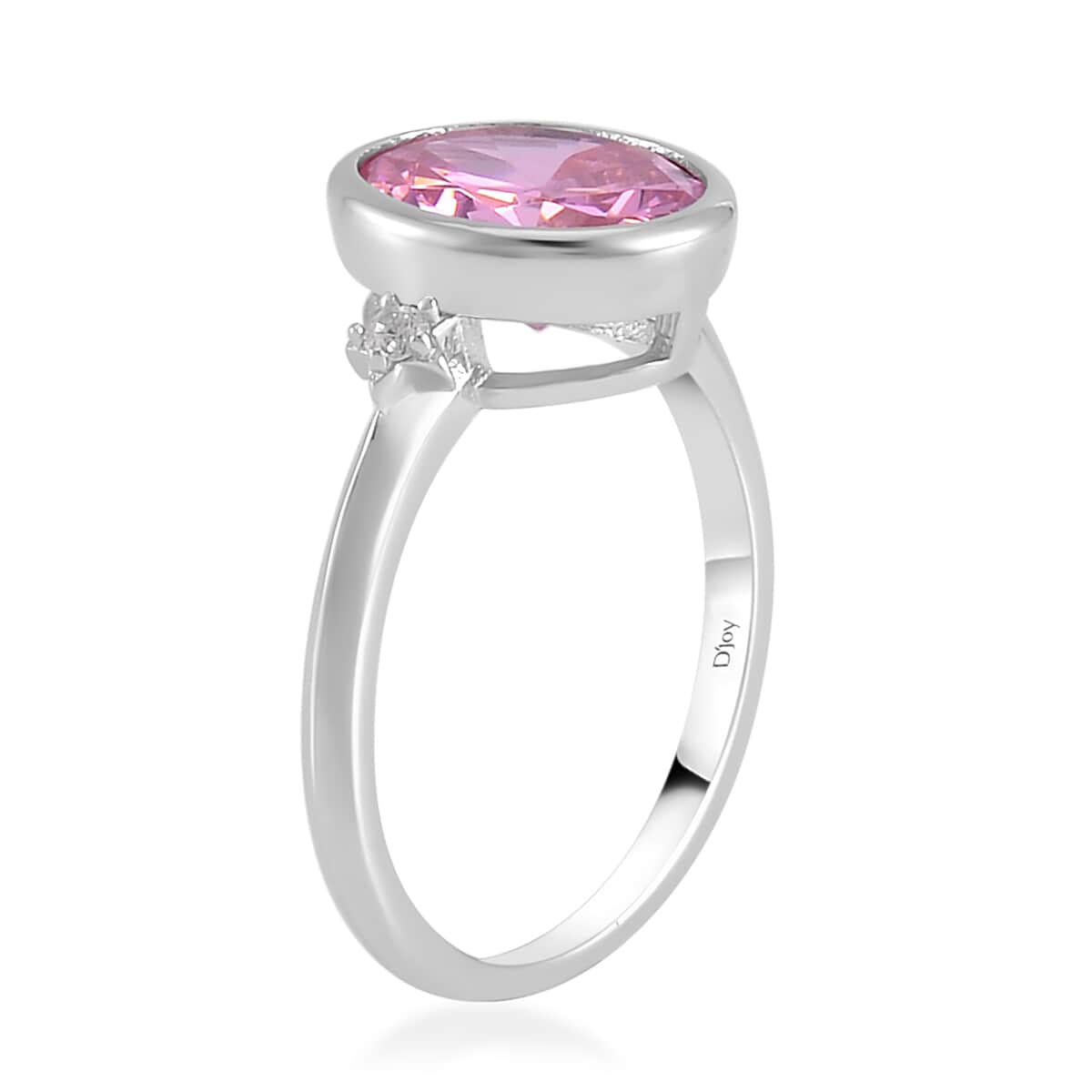 Simulated Pink and White Diamond Ring in Rhodium Over Sterling Silver (Size 10.0) 4.40 ctw image number 3