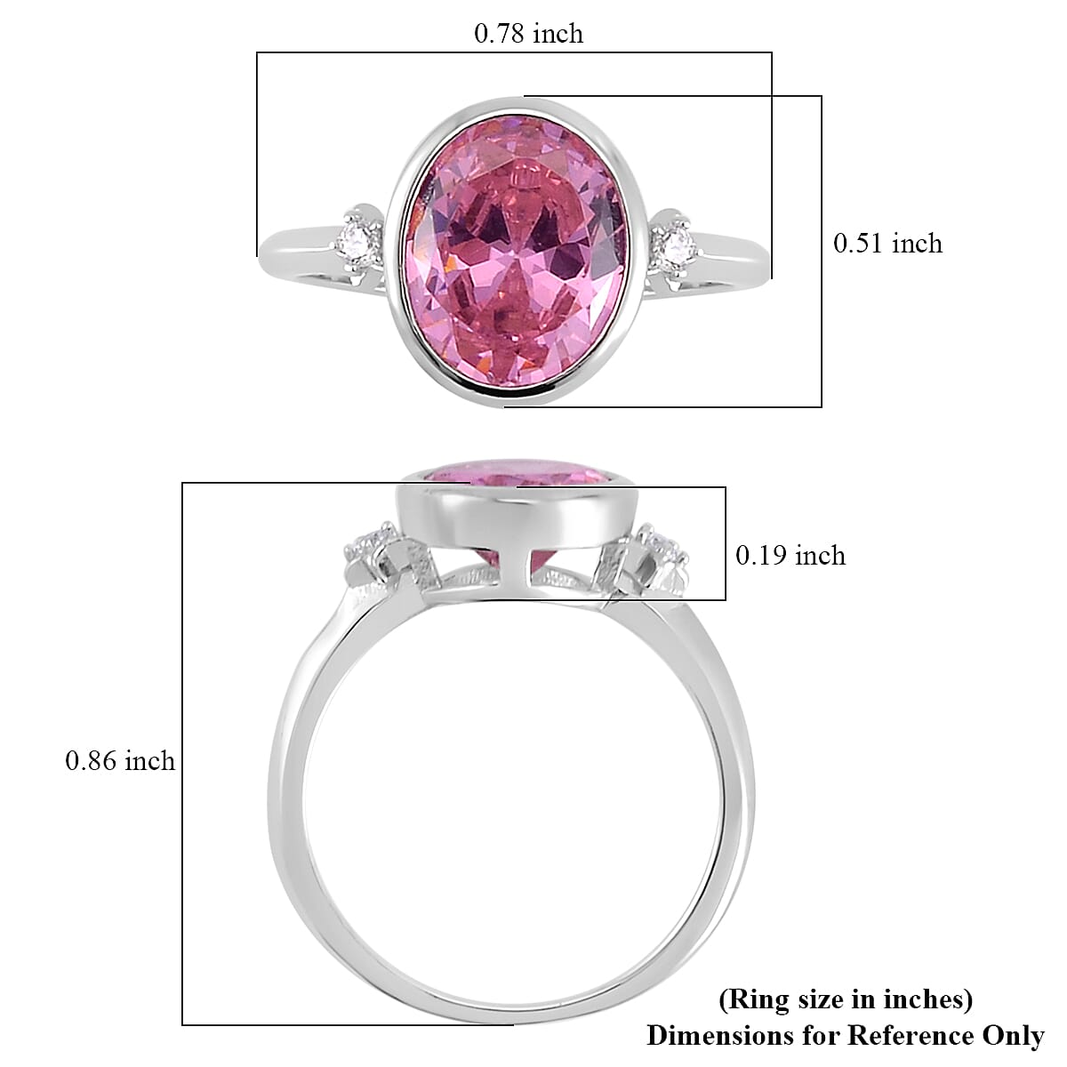 Simulated Pink and White Diamond Ring in Rhodium Over Sterling Silver (Size 10.0) 4.40 ctw