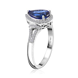 Rhapsody 950 Platinum AAAA Tanzanite and E-F VS2 Diamond Ring (Size 6.0) 6.40 Grams 3.20 ctw