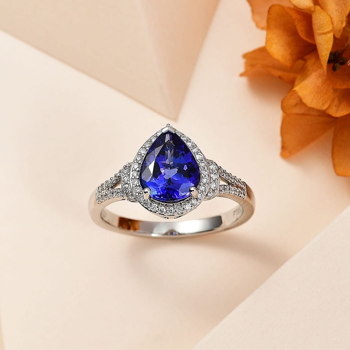 Rhapsody 950 Platinum AAAA Tanzanite, Diamond (E-F, VS2) (0.25 cts) Ring (Size 8.5) (6.40 g) 3.20 ctw image number 1