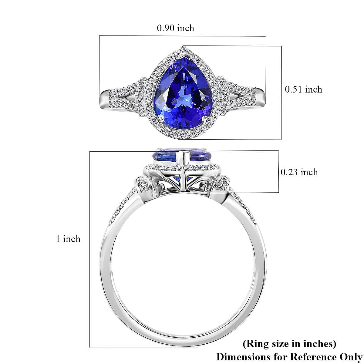 Rhapsody 950 Platinum AAAA Tanzanite, Diamond (E-F, VS2) (0.25 cts) Ring (Size 8.5) (6.40 g) 3.20 ctw image number 5