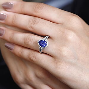 Rhapsody 950 Platinum AAAA Tanzanite and E-F VS2 Diamond Ring (Size 9.0) 6.40 Grams 3.20 ctw