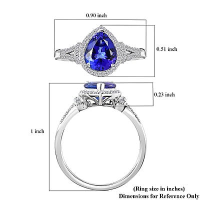 Rhapsody 950 Platinum AAAA Tanzanite and E-F VS2 Diamond Ring (Size 9.0) 6.40 Grams 3.20 ctw