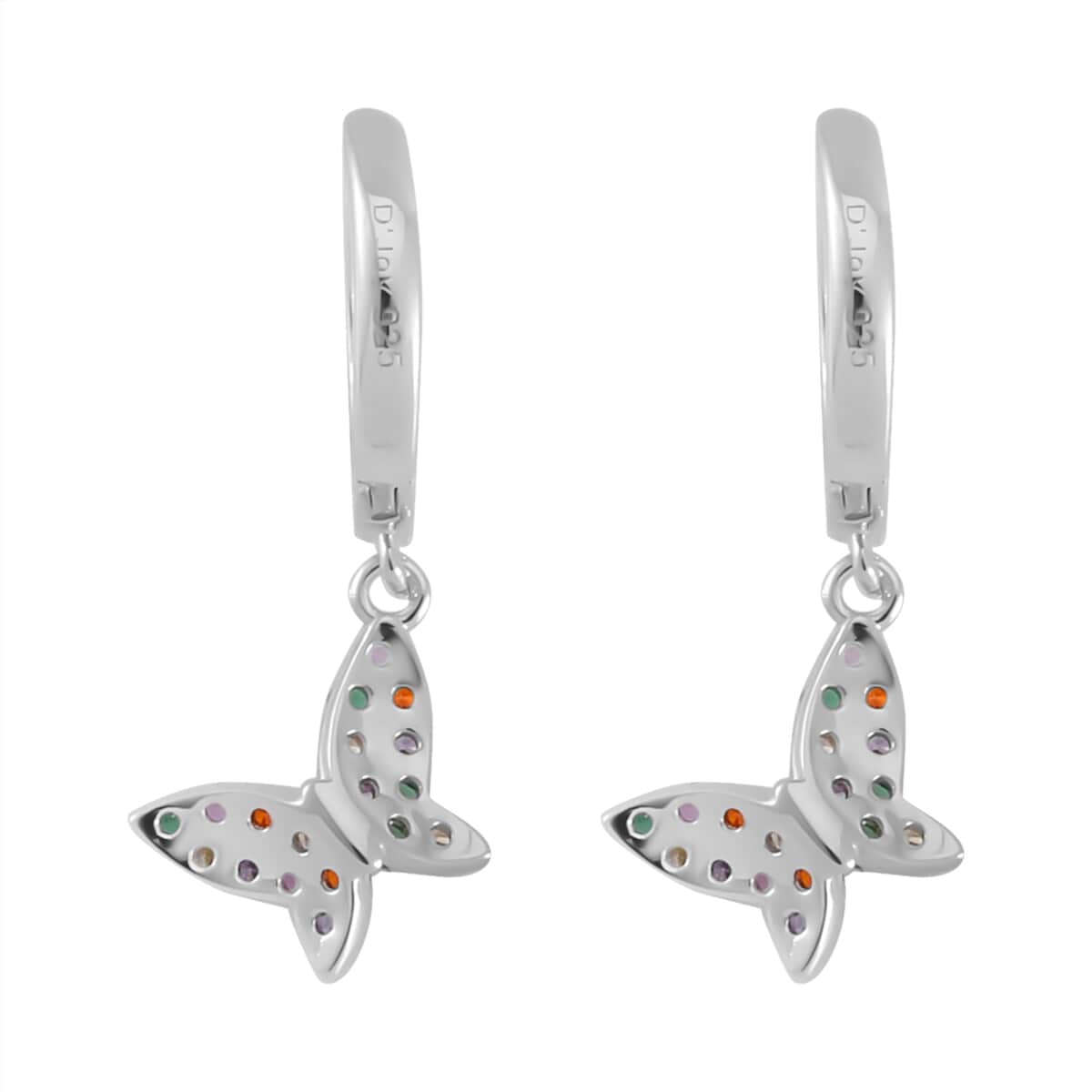 Simulated Multi Color Diamond Earrings in Rhodium Over Sterling Silver 0.80 ctw image number 4