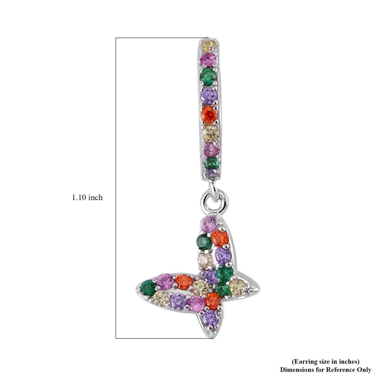 Simulated Multi Color Diamond Earrings in Rhodium Over Sterling Silver 0.80 ctw image number 5