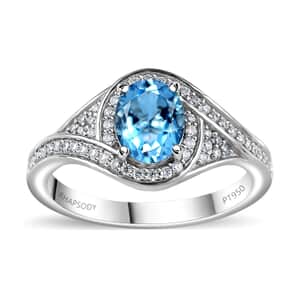 Rhapsody 950 Platinum AAAA Santa Maria Aquamarine and E-F VS Diamond Ring (Size 5.0) 6.40 Grams 1.35 ctw