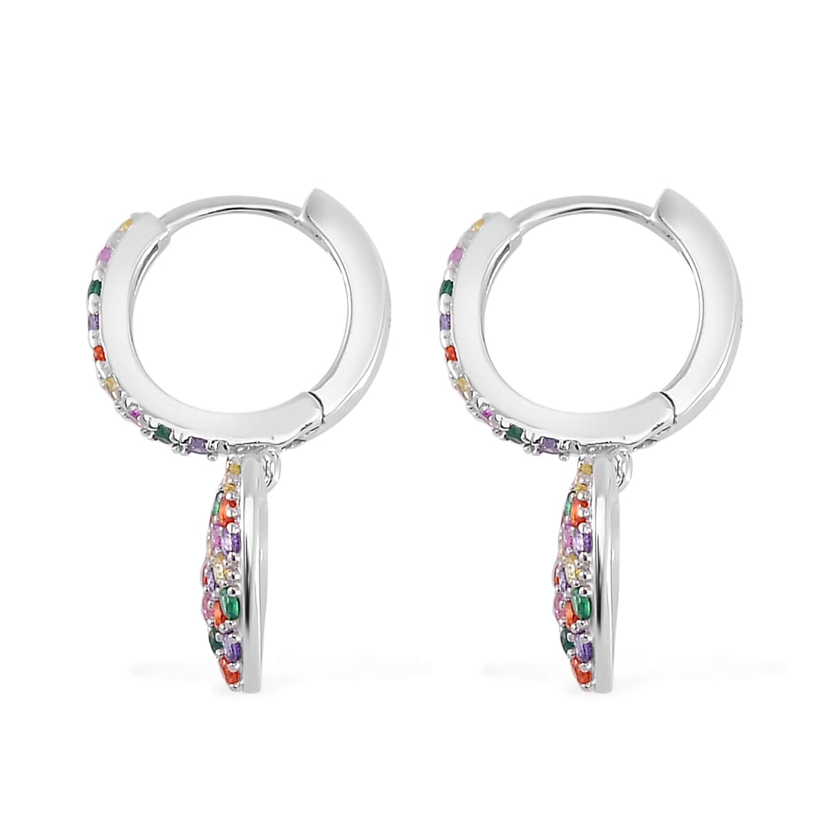 Simulated Multi Color Diamond Earrings in Rhodium Over Sterling Silver 2.25 ctw image number 3