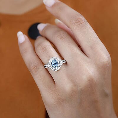 Rhapsody 950 Platinum AAAA Santa Maria Aquamarine and E-F VS2 Diamond Ring (Size 10.0) 8.15 Grams 1.50 ctw