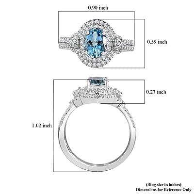 Rhapsody 950 Platinum AAAA Santa Maria Aquamarine and E-F VS2 Diamond Ring (Size 10.0) 8.15 Grams 1.50 ctw