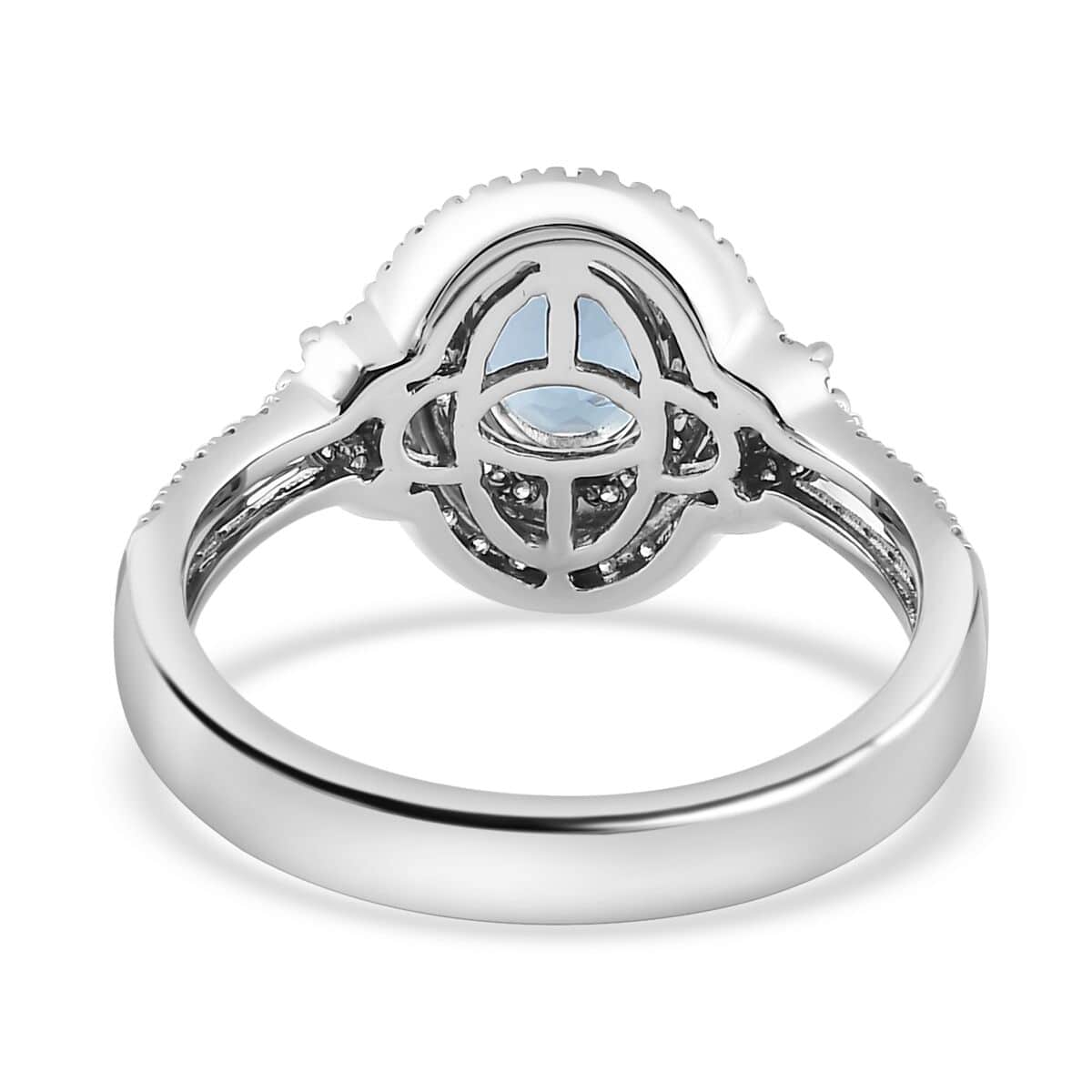 Rhapsody 950 Platinum AAAA Santa Maria Aquamarine and E-F VS2 Diamond Ring (Size 6.0) 8.15 Grams 1.50 ctw image number 4