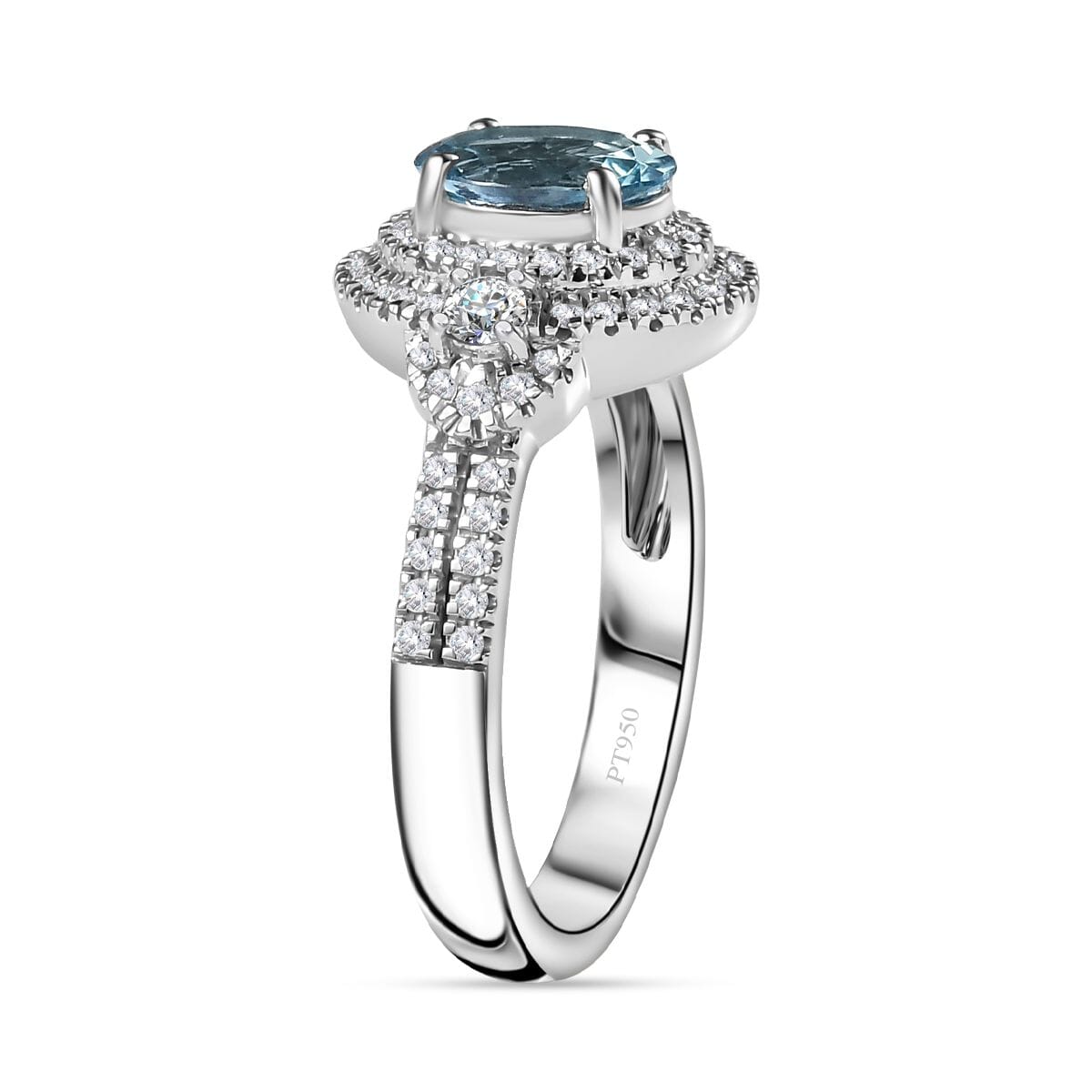 Rhapsody 950 Platinum AAAA Santa Maria Aquamarine and E-F VS2 Diamond Ring (Size 7.0) 8.15 Grams 1.50 ctw image number 3