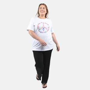 Tamsy 100% Cotton Digital Graphic T-Shirt - Peace - S