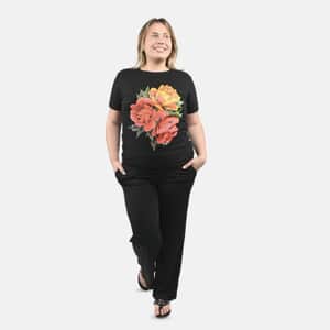 Tamsy 100% Cotton Digital Graphic T-Shirt - Flowers - M