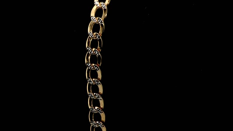 14K Yellow and White Gold Cuban Pave Chain Bracelet (8.00 In) 3.50 Grams