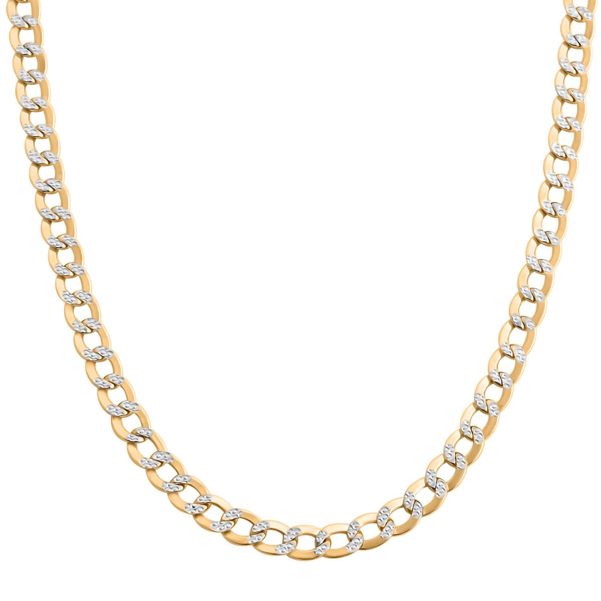 14K Yellow and White Gold Cuban Pave Chain Necklace 18 Inches 7.45 Grams image number 0