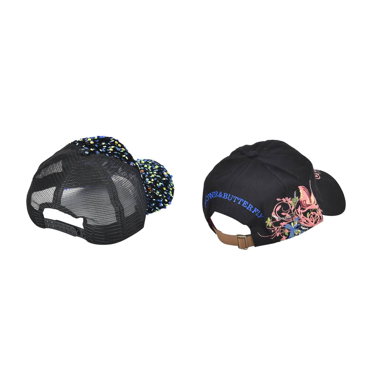 2pcs Set Cotton Embroidered and Polyester Sequin Cap image number 2