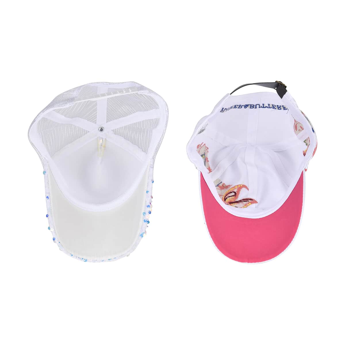 White 2pcs Set Cotton Embroidered and Polyester Sequin Cap image number 3