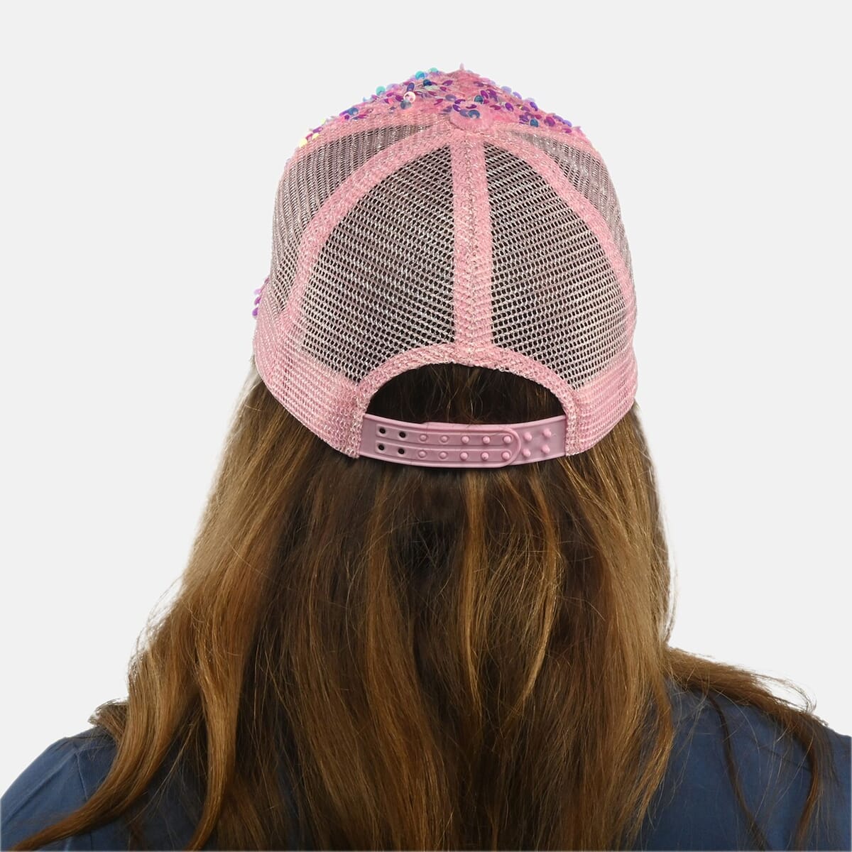 Set of 2, Pink Cotton Embroidered and Polyester Sequin Cap image number 4