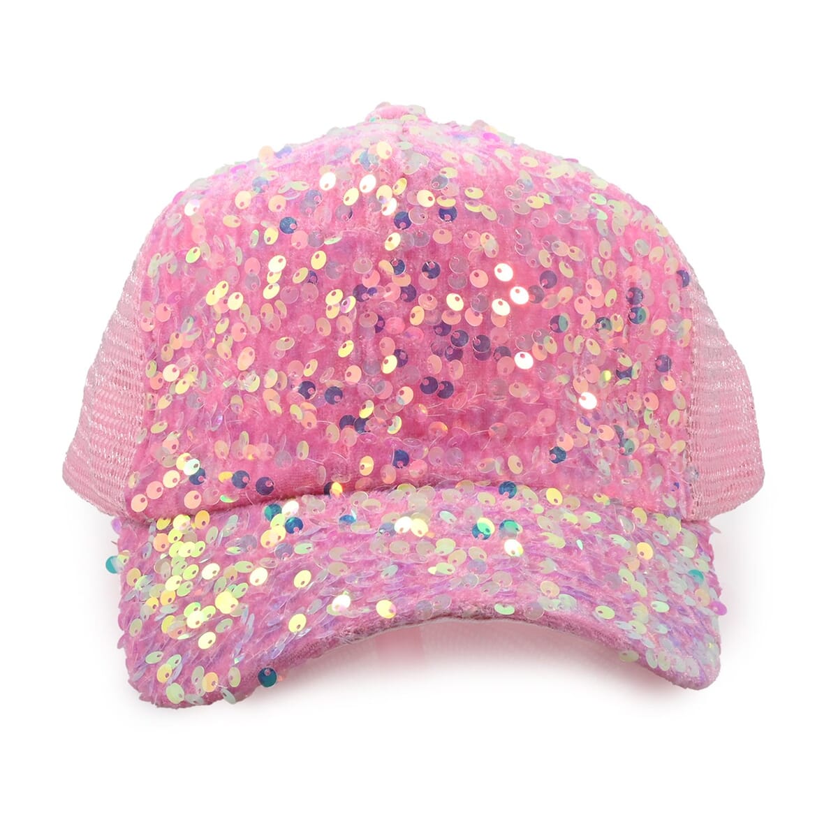 Set of 2, Pink Cotton Embroidered and Polyester Sequin Cap image number 5