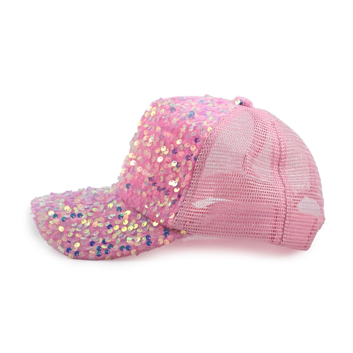 Set of 2, Pink Cotton Embroidered and Polyester Sequin Cap image number 6