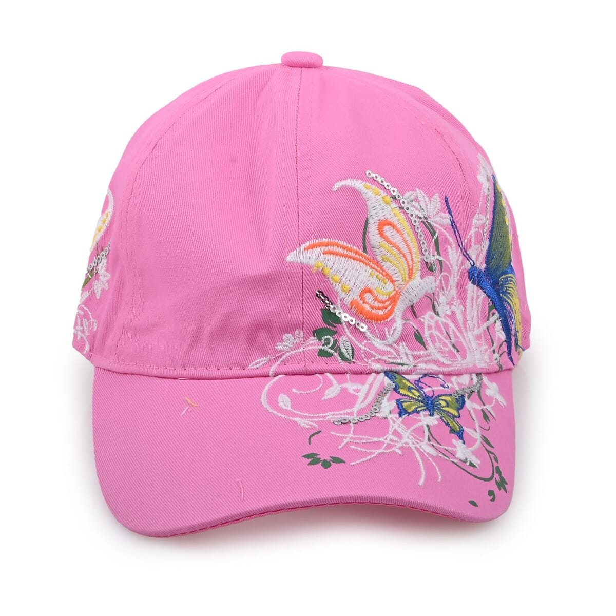 Set of 2, Pink Cotton Embroidered and Polyester Sequin Cap image number 7