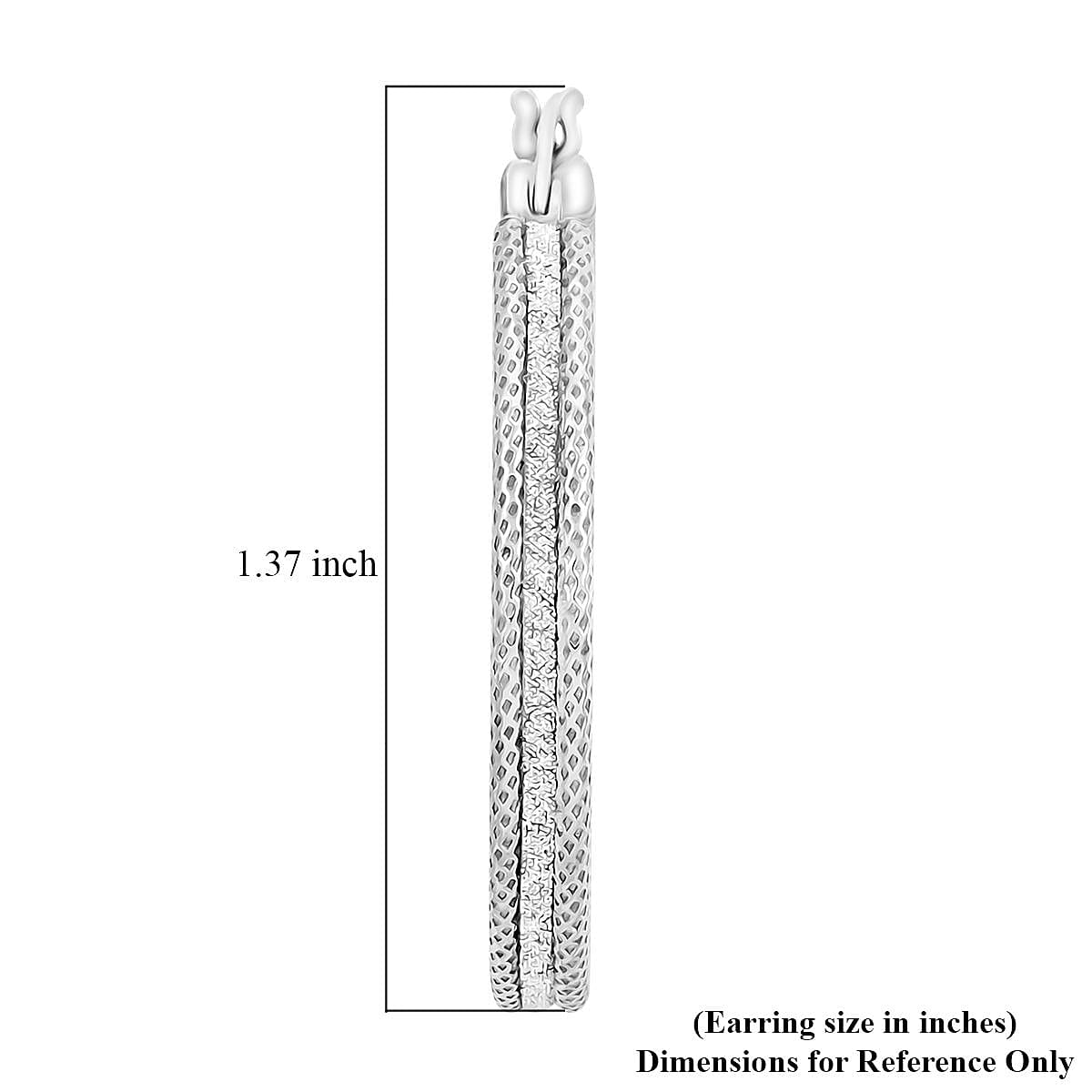 Rhodium Over Sterling Silver Hoop Earrings 3.40 Grams
