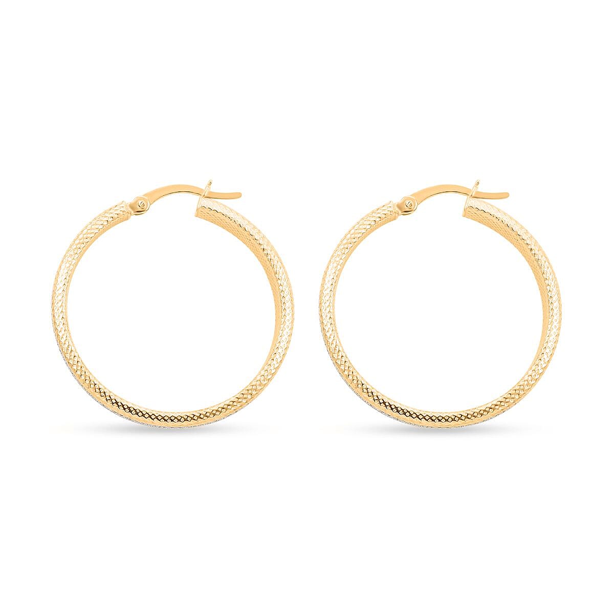 14K Yellow Gold Over Sterling Silver Hoop Earrings 3.40 Grams image number 3