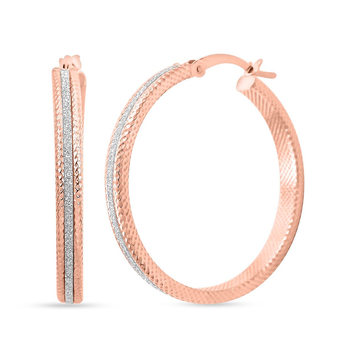 14K Rose Gold Over Sterling Silver Hoop Earrings 3.40 Grams image number 0