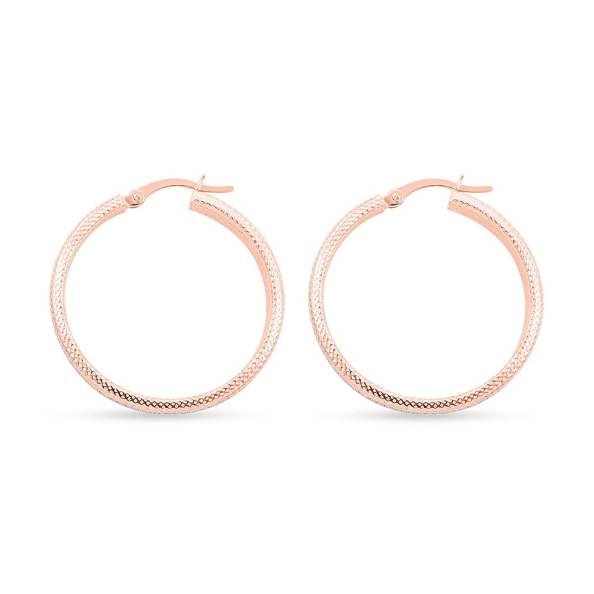 14K Rose Gold Over Sterling Silver Hoop Earrings 3.40 Grams image number 3