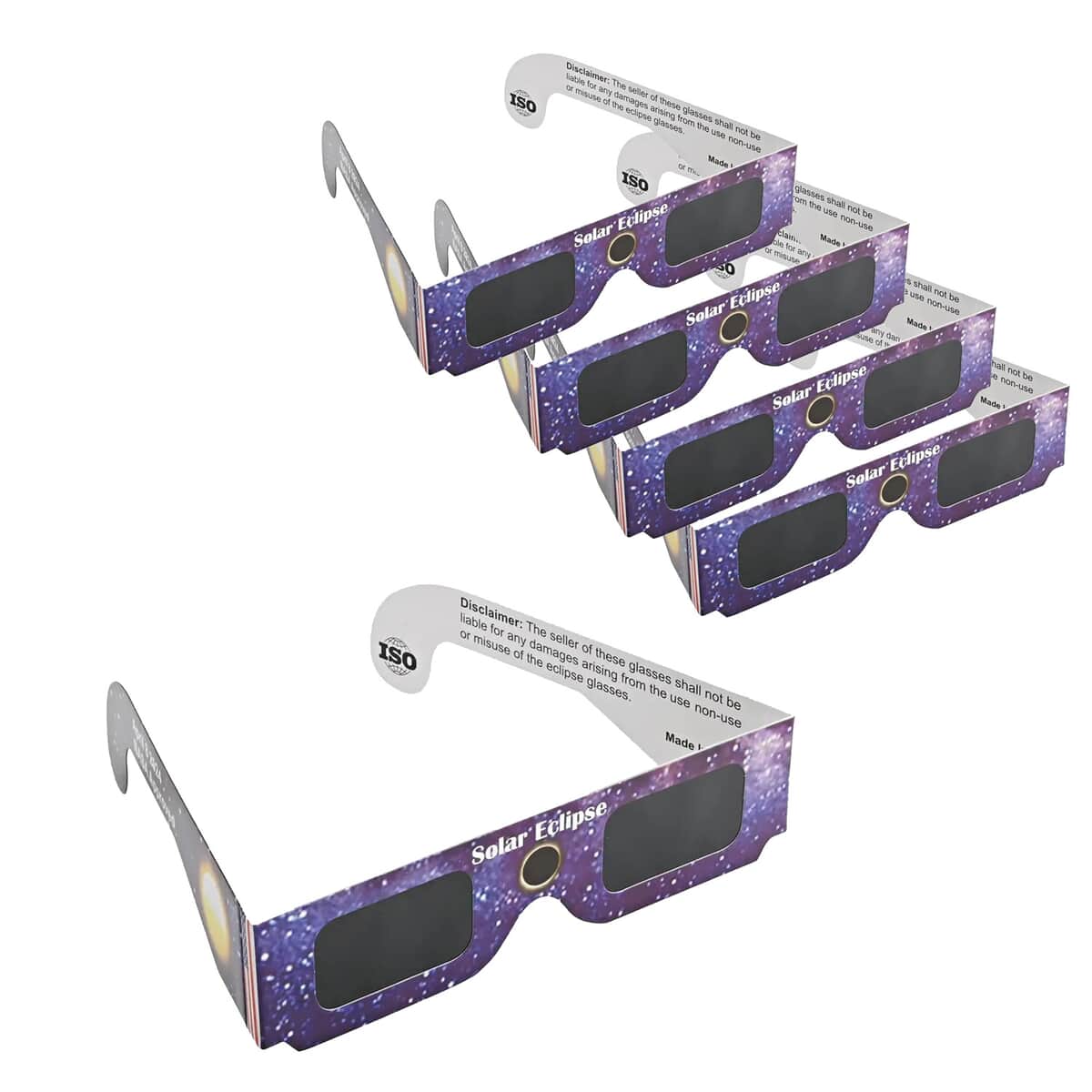 Set of 5 Solar Eclipse Viewing Glasses, Safe Shades for Direct Sun Viewing image number 0