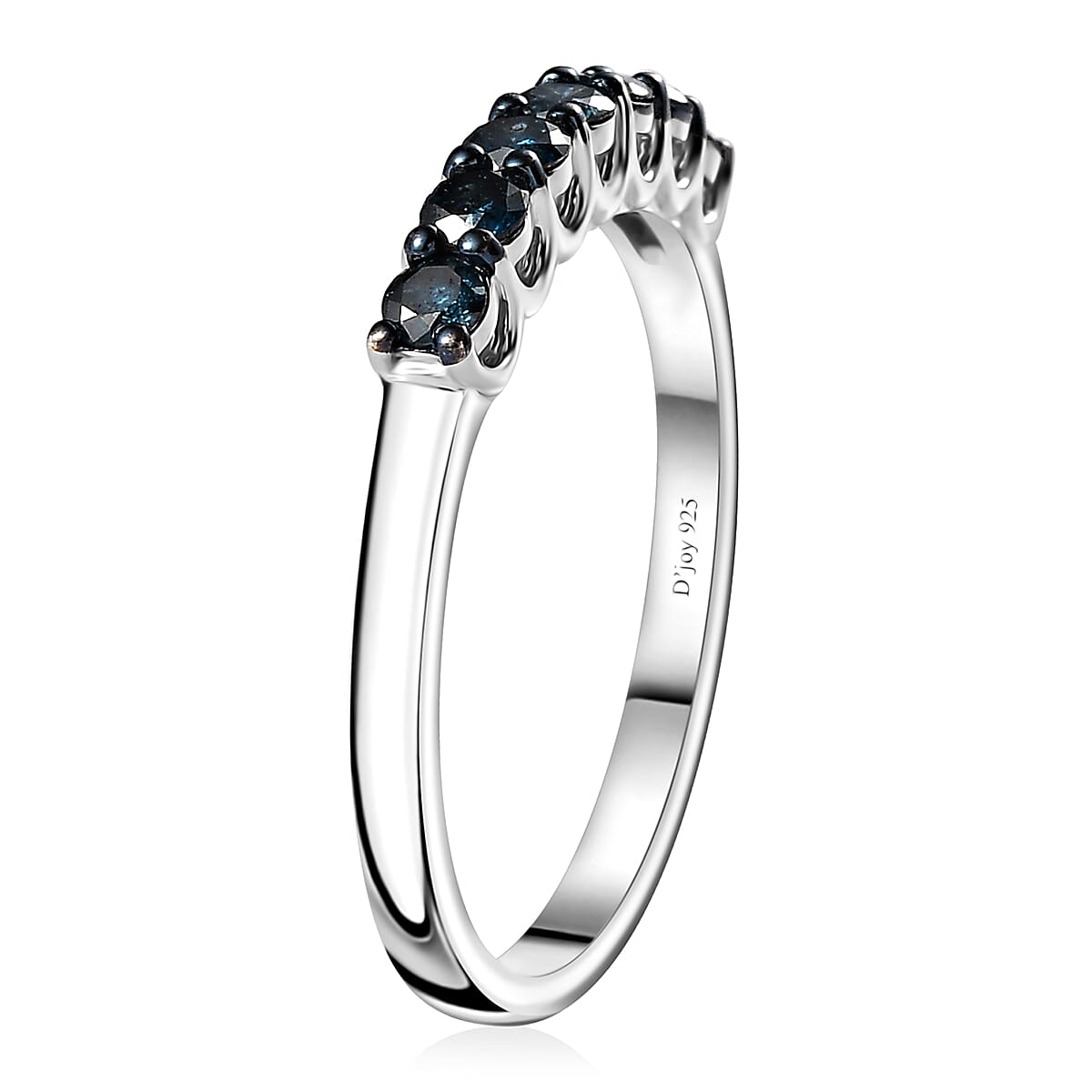 Venice Blue Diamond I2-I3 Band Ring in Platinum Over Sterling Silver (Size 6.0) 0.50 ctw image number 3