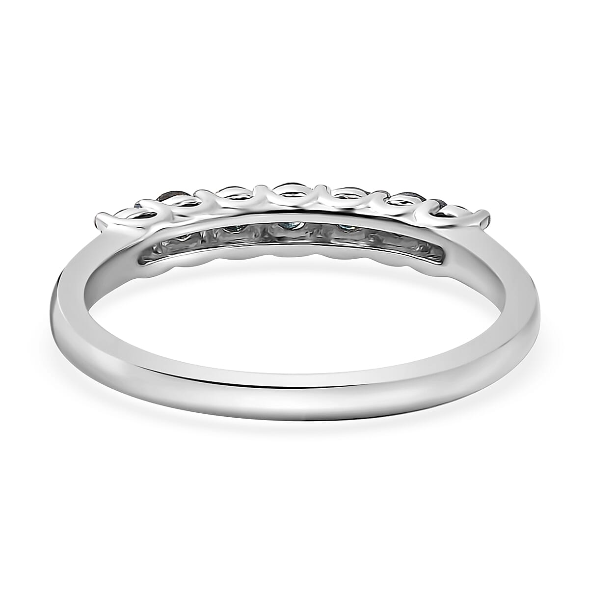Venice Blue Diamond I2-I3 Band Ring in Platinum Over Sterling Silver (Size 6.0) 0.50 ctw image number 4