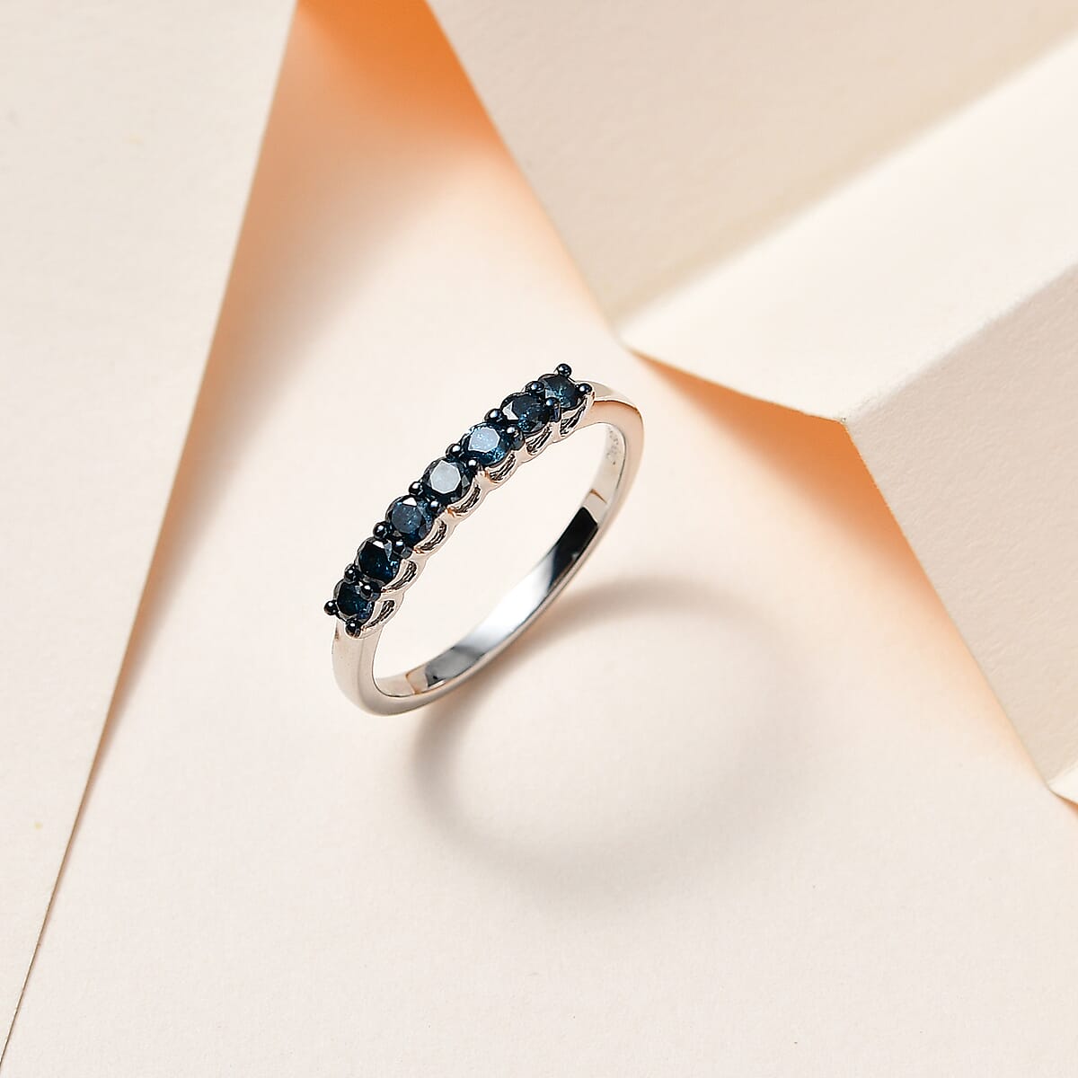 Venice Blue Diamond I2-I3 Band Ring in Platinum Over Sterling Silver (Size 7.0) 0.50 ctw image number 1