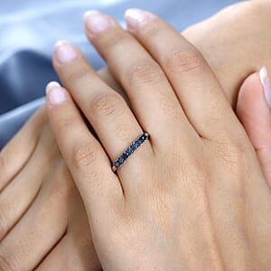 Venice Blue Diamond I2-I3 Band Ring in Platinum Over Sterling Silver (Size 8.0) 0.50 ctw