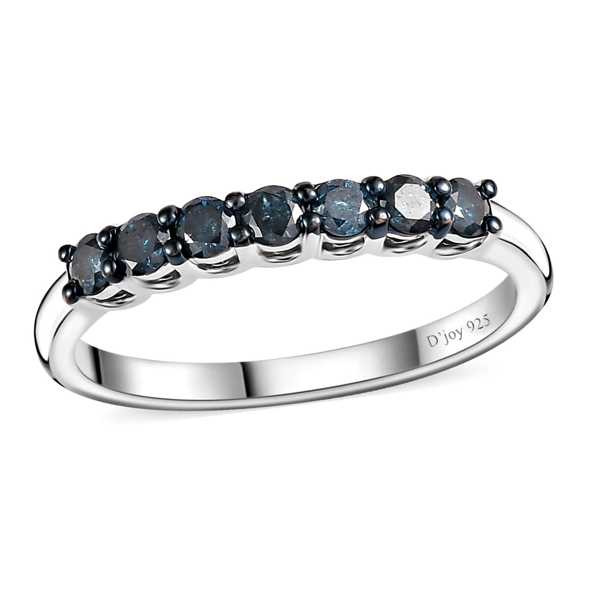 Venice Blue Diamond I2-I3 Band Ring in Platinum Over Sterling Silver (Size 9.0) 0.50 ctw image number 0