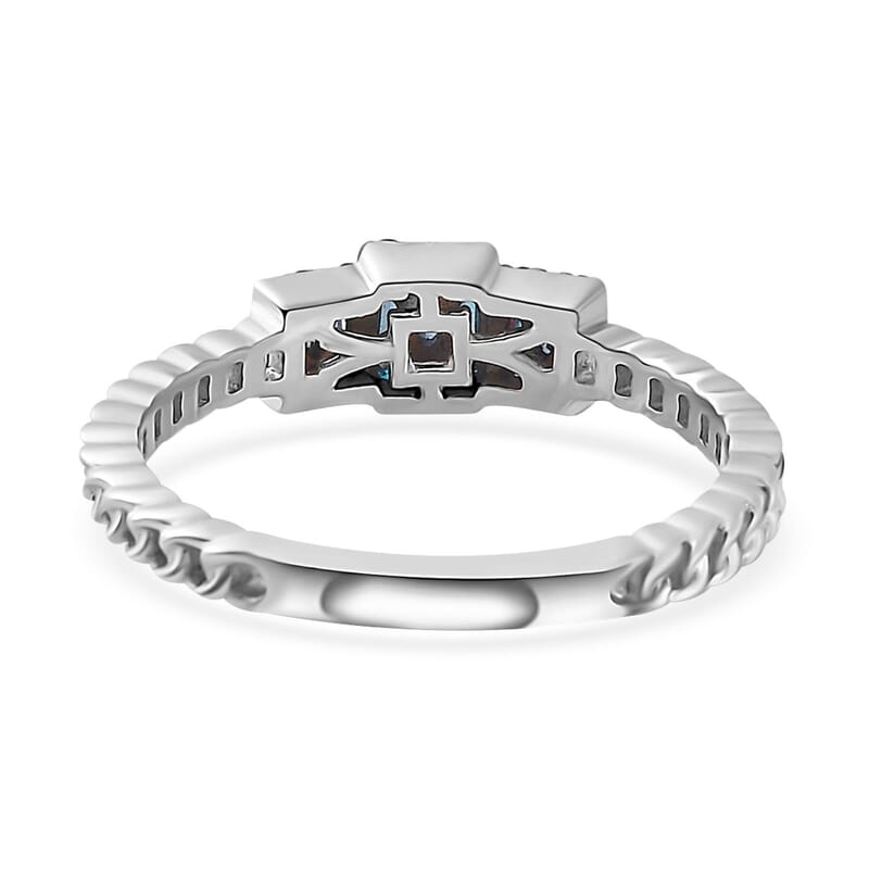 Venice Blue Diamond 12-I3 Ring in Platinum Over Sterling Silver (Size 10.0) 0.25 ctw
