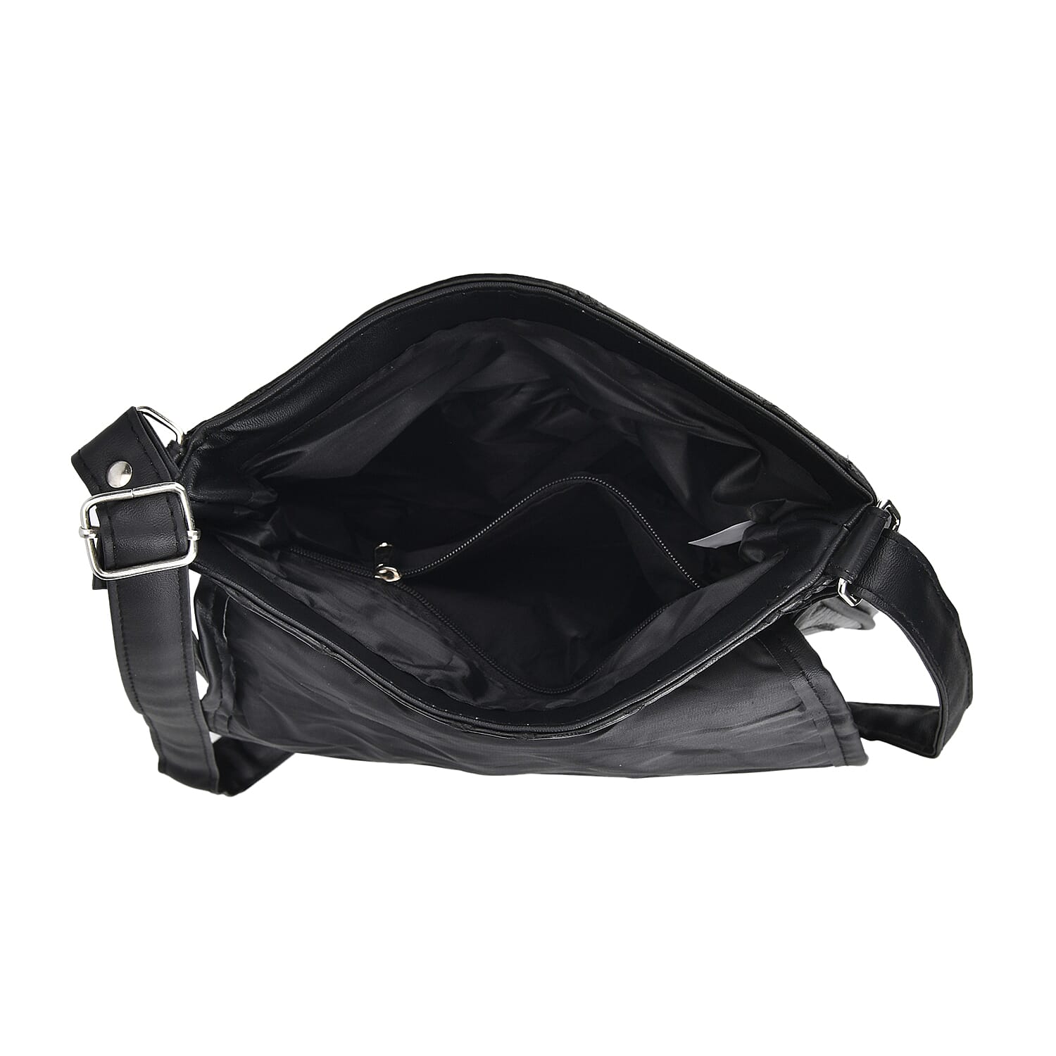 Black Patchwork Sheep Leather Crossbody Bag