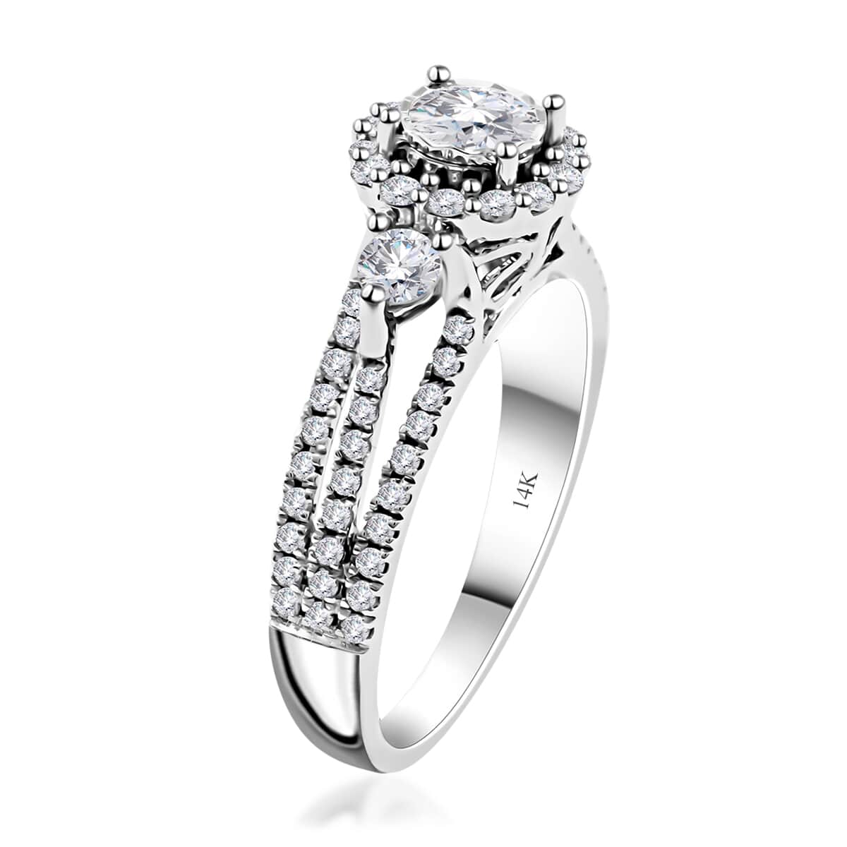 14K White Gold Diamond G-H I1 Ring (Size 7.0) 1.00 ctw image number 3