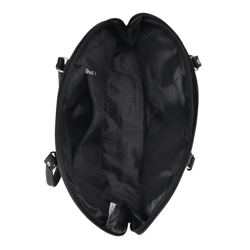 Black Patchwork Sheep Leather Half-Moon Shoulder Bag