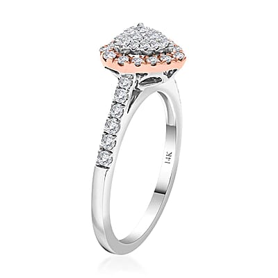 14K White and Rose Gold Diamond G-H I1 Heart Ring (Size 7.0) 0.50 ctw