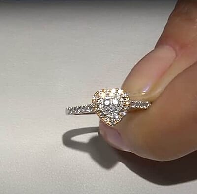 14K White and Rose Gold Diamond G-H I1 Heart Ring (Size 7.0) 0.50 ctw